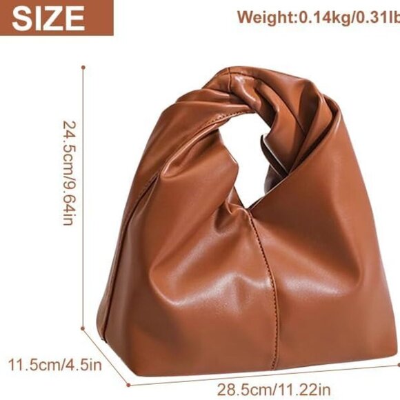 Women's Ruched Hobo Handbag,Mini Soft Leather Cloud Shaped Pleated Evening Clutc - Picture 3 of 8